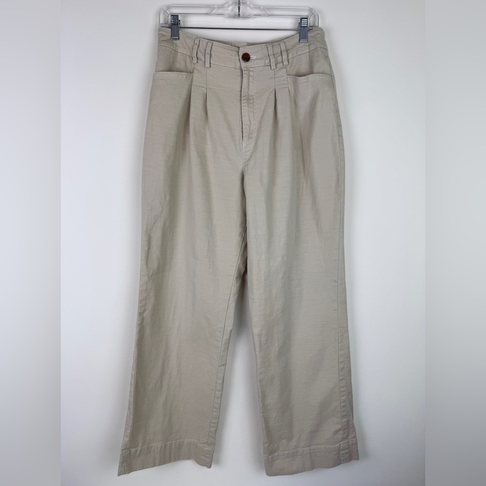 Avec Les Filles Beige Wide-Leg Trouser Pants